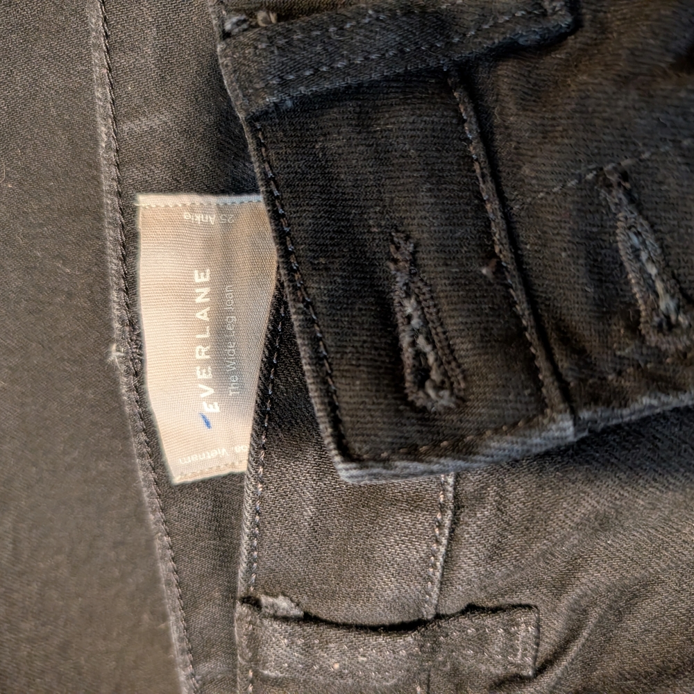 Everlane Wide Leg Black Y2k Jeans with 5 Button Fly Size 25 - Picture 6 of 7